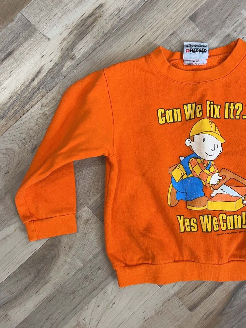 Vintage Bob the Builder Can We Fix It Sweatshirt Orange - Picture 2 of 5
